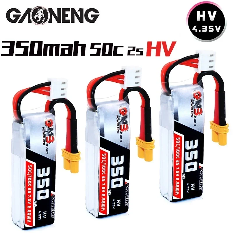 1-10 Pz Gaoneng Gnb 2S 7.6V 350Mah Hv 4.35V * 2 50C/100C Lipo Batteria Per Etafpv Beta75X 2S Beta65X 2S Whoop Piccoli Droni Xt30 Spina