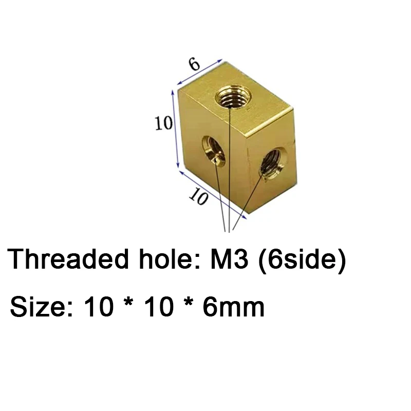 Fixed Block Connector Hexagonal Nut m3 Parafuso Acessório Impressora 3d Acrílico Case Faça Você Mesmo 10x10x6 10 mm Pcs 3-sided - Imagem 6