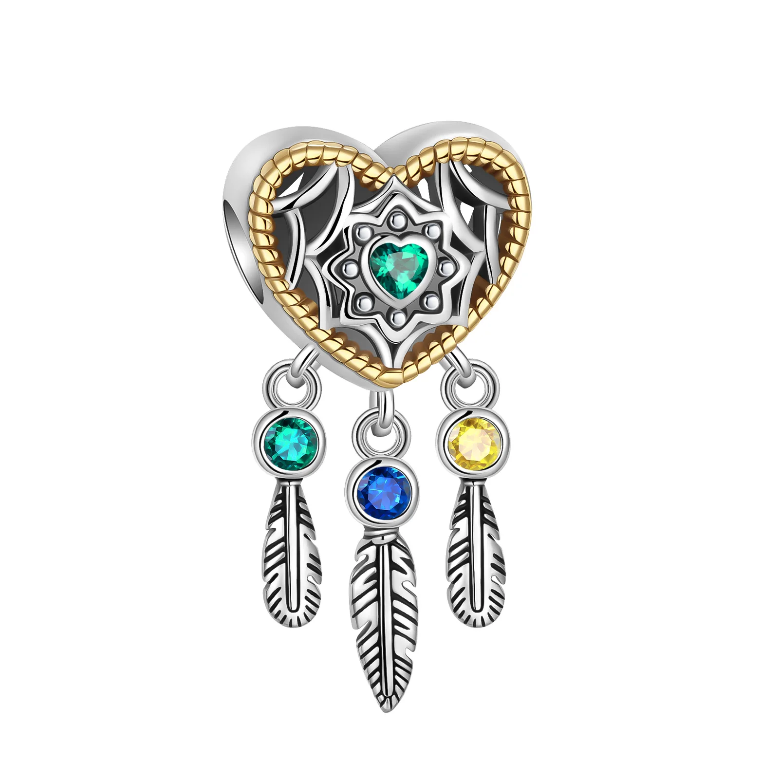 925 sterling silver feather dream catcher boutique pendant fit pandora original bracelet charm beads necklace Diy female jewelry