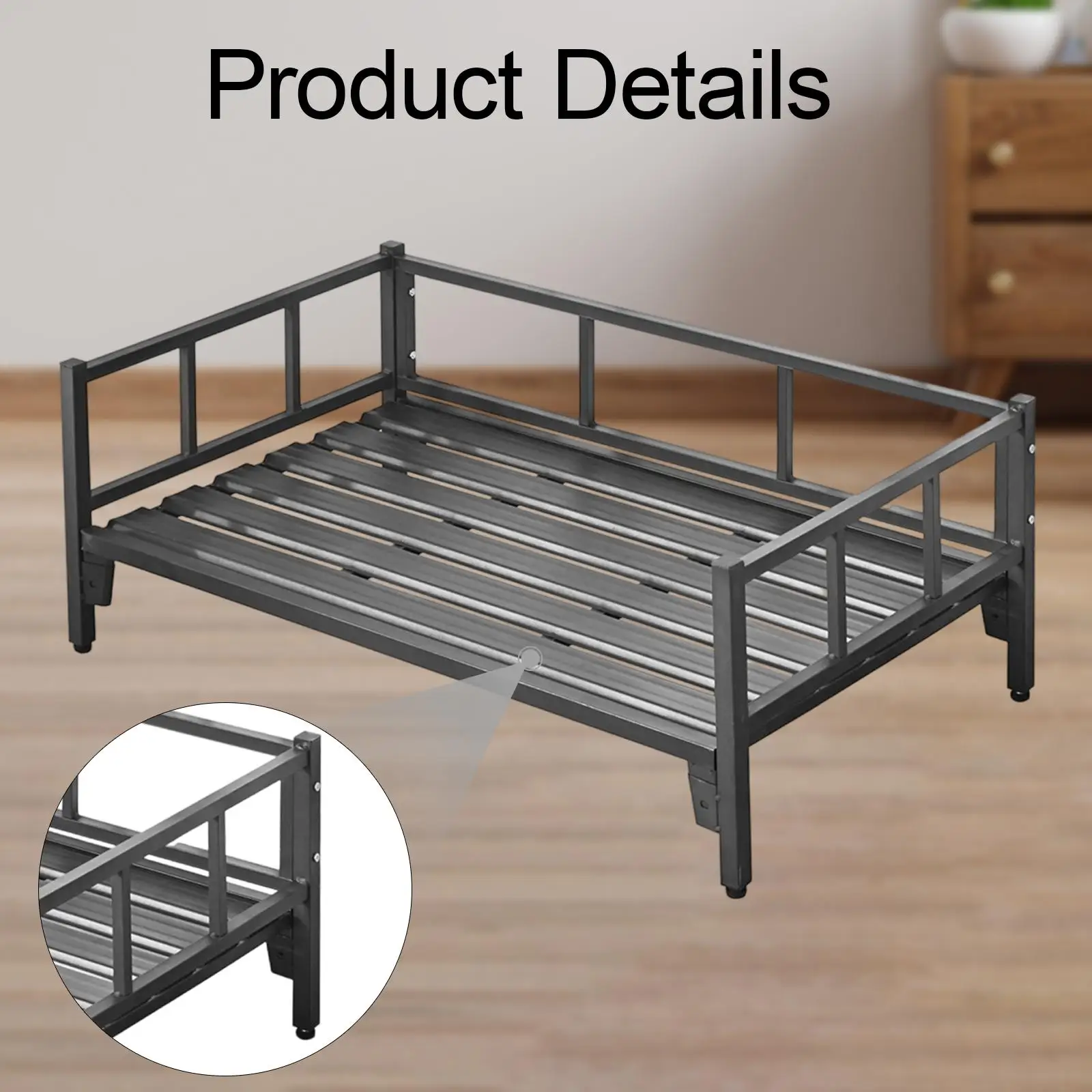 Dog Bed with Rails, Pet Supplies, Non-Slip Feet, Adjustable Height, Breathable,