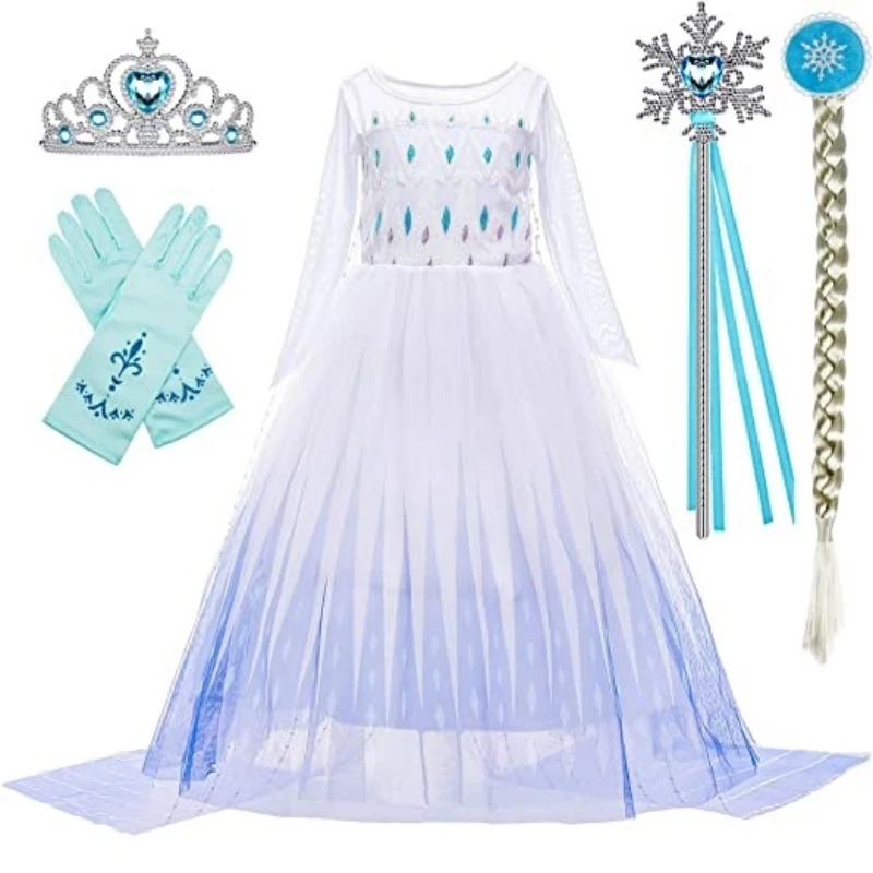 

2023 Girls Princess Costumes Halloween Carnival Cosplay Birthday Party Dress White