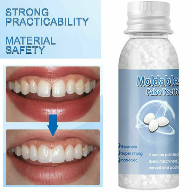 Jaysuing 30ml Dientes postizos moldeables Partículas blancas Reutilizable  No tóxico temporalmente Jaysuing 30ml