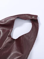 Haut Halter en Similicuir à Franges et Patchwork pour Femme, Débardeur Chic Sans Manches et Dos Nu, Collection Printemps-Été 2026 6