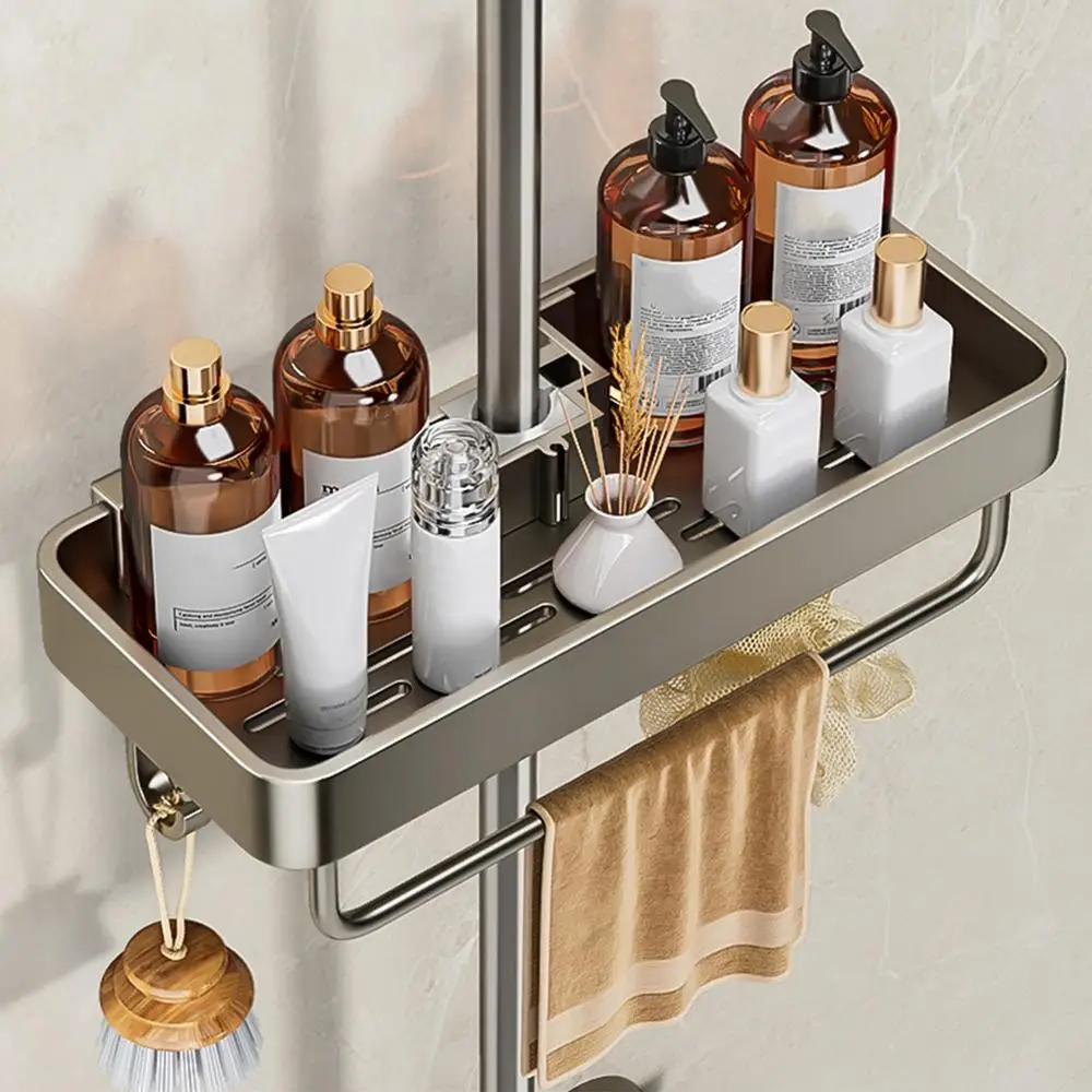 Description Picture 4 of itemBathroom Shelf Kitchen Storage Organizer Aluminum Alloy Shampoo Rack Shower Shelf Bathroom Accessories No Drill Shelf