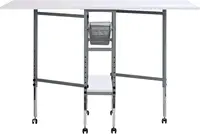 Sew Ready Hobby and Cutting Table - 58.75" W x 36.5" D White Arts and Crafts Table with 2 Mesh Storage Drawers 1