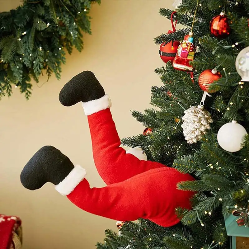 Santa Claus Legs Christmas Tree Decoration Red Green Plush Santa Claus Elf Leg Christmas Tree Door Decoration Hanging christmas tree decoration