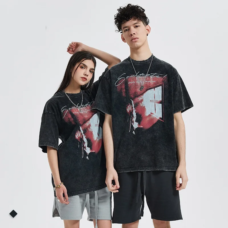 

New Window Printed Graphic T-Shirts Womens Streetwear Hip Hop Casual Short Sleeve Washed Retro Cotton Mens Tee Pullover Clothing