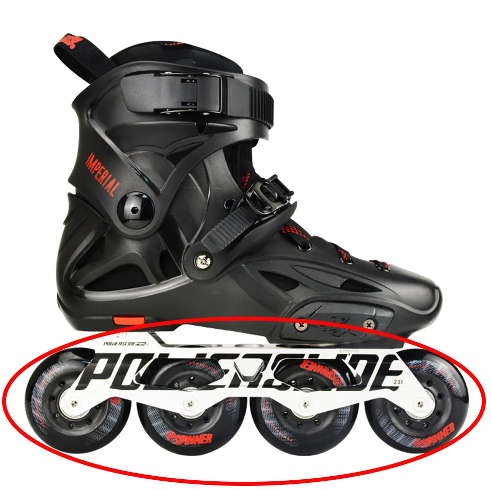 Skate Wheels Roller Skate Frame Original Powerslide Imperial Base 231mm 243mm Flat ABEC-5 Bearings 72-76-80mm Wheels