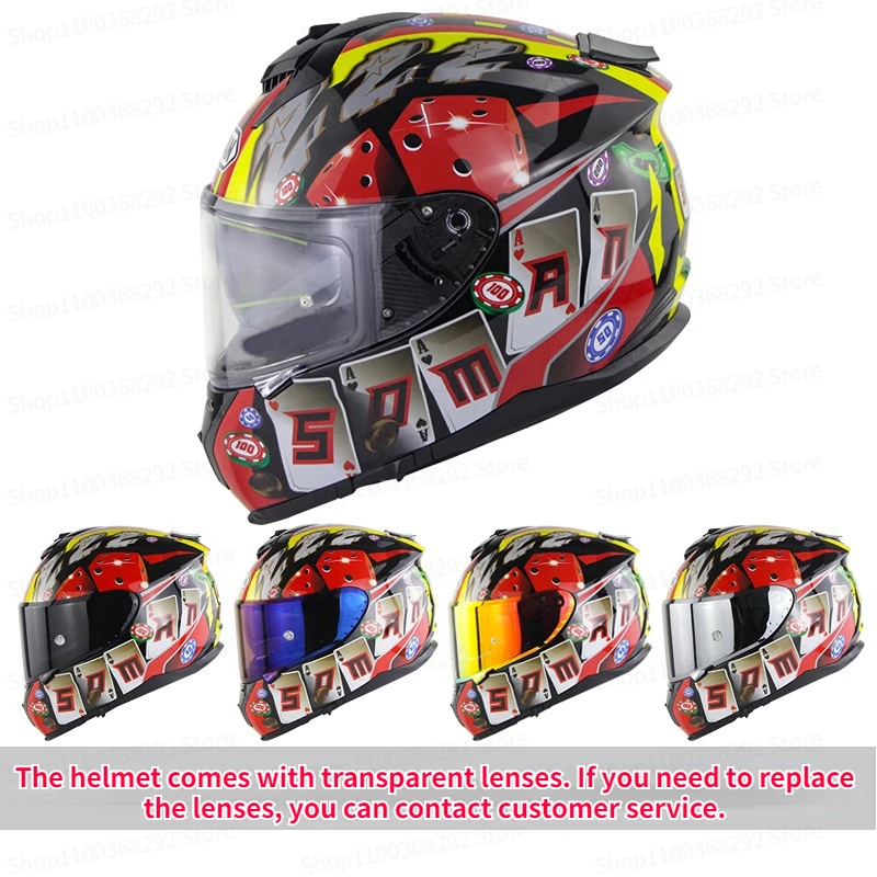 

SOMAN Motorcycle Helmet Full Face Cool Pattern Dual Lens Viseria Casco Moto Motorbike Riding Helmet for Men