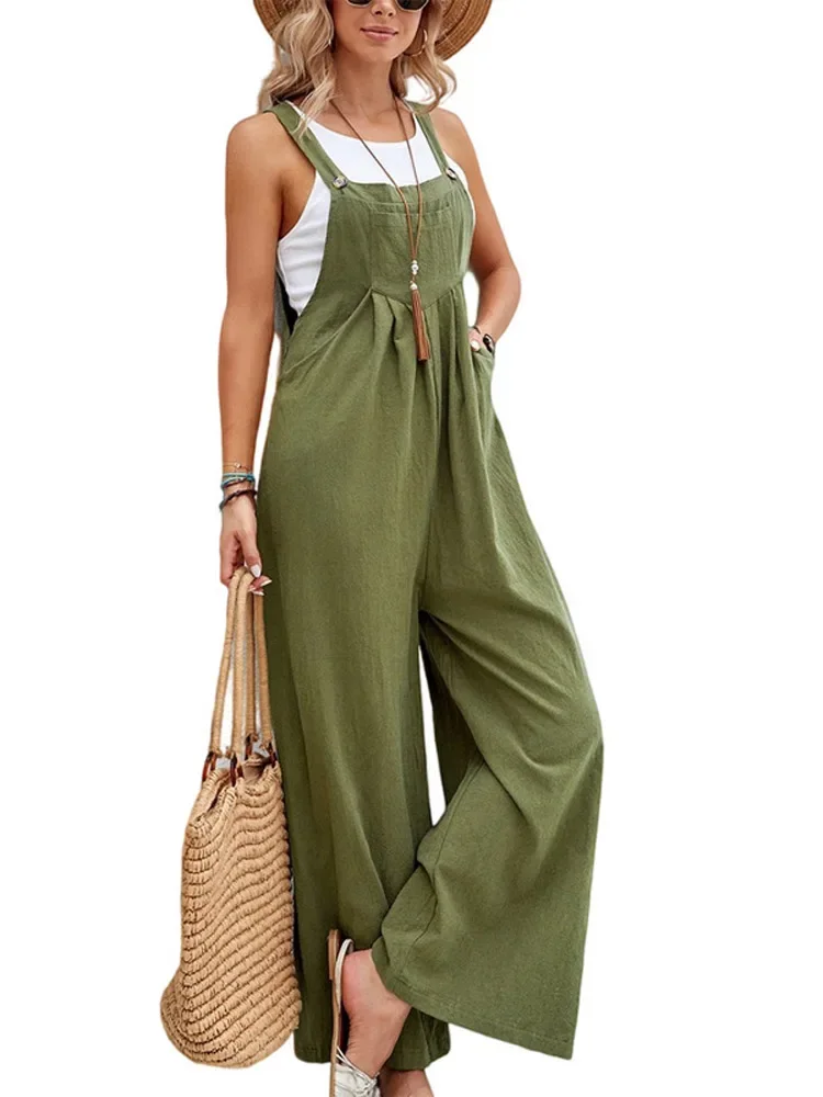 Women Loose Fit Fashion Overalls Wide Leg Baggy Bib Overalls Jumpsuit Dungarees Summer Jumpsuit Casual Elegant Overalls Summer - Image 4