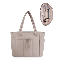 Elegant Quilted Tote Bag for Women - Lightweight and Portable Casual Handbag (Pink)