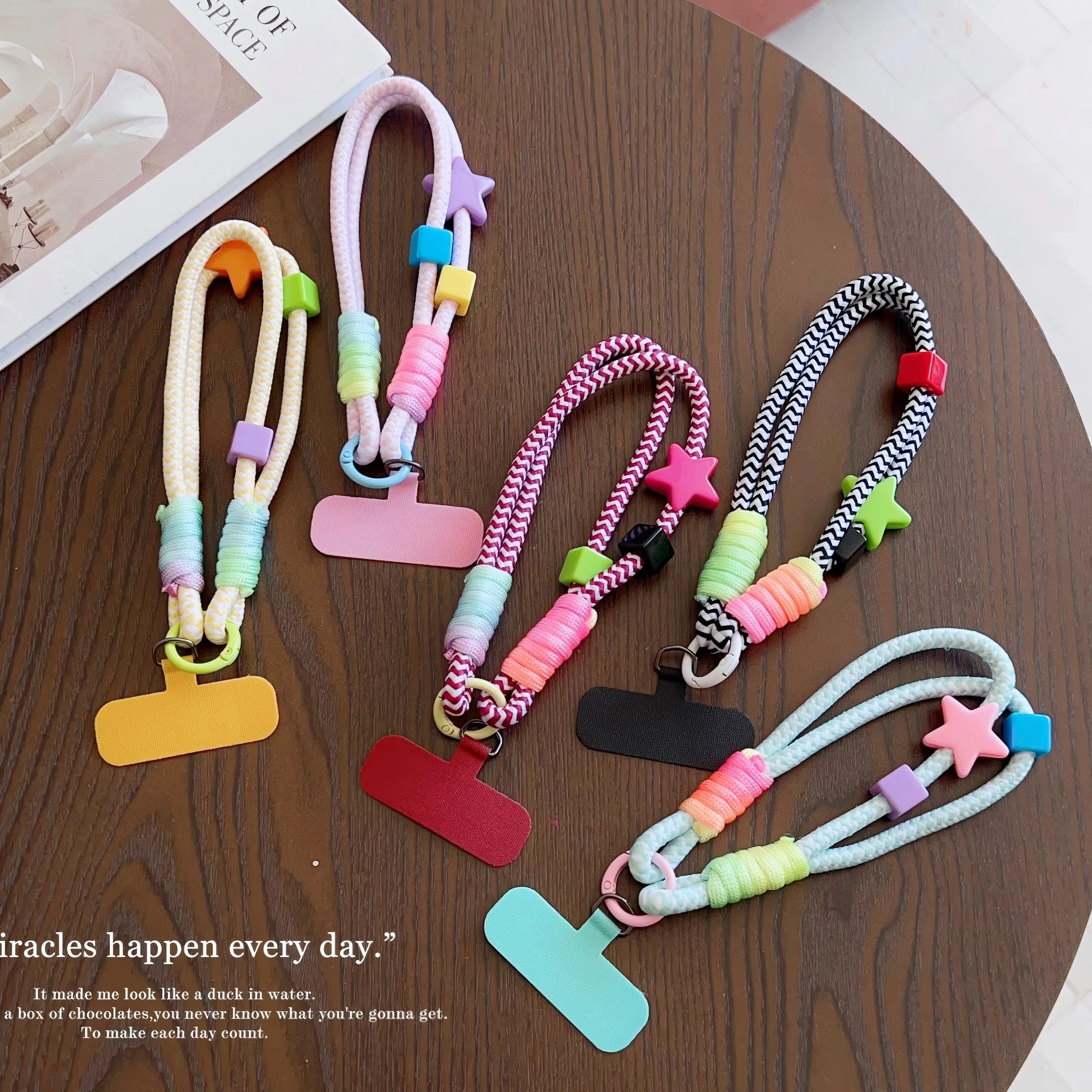 Luxurious Handcrafted Rainbow Woven Wrist Strap and Decorative Pendant