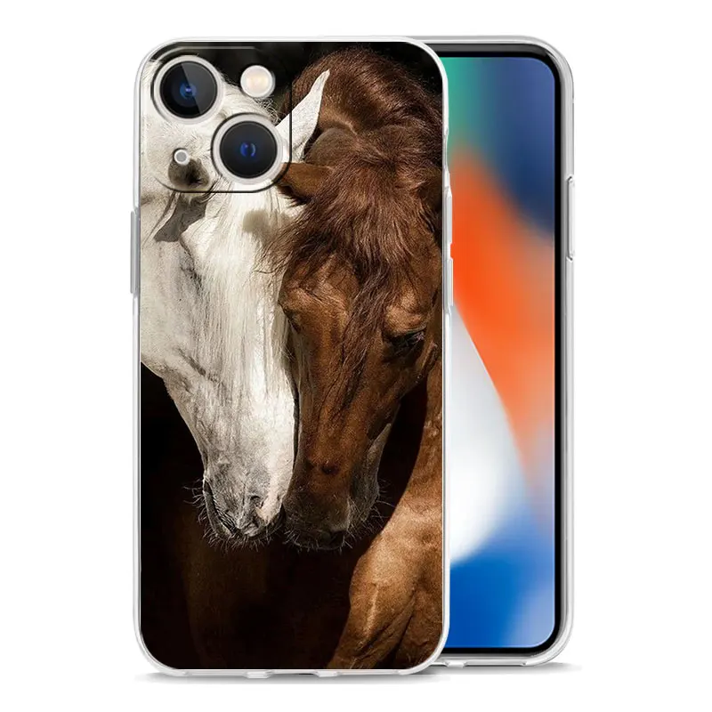 Elegant Horse Design Clear Phone Case Cover