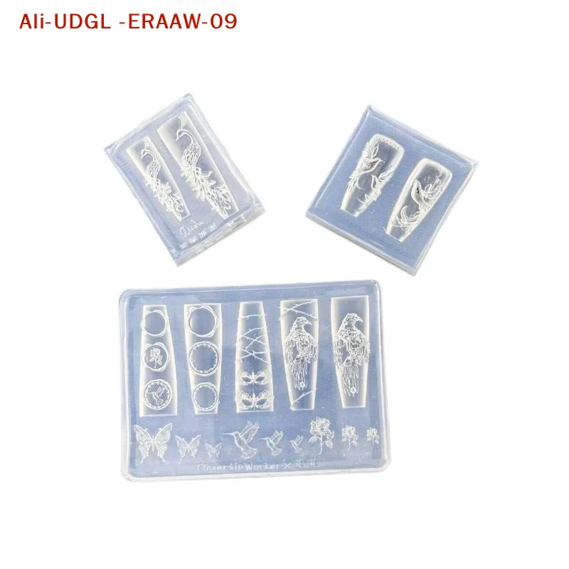 원피스 공작새 3D 엠보싱 실리콘 예술적 네일 디자인 DIY 매니큐어 몰드