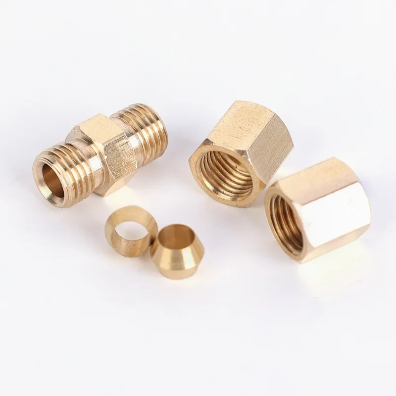 Brake line connector brake connecting insert car brake line fittings universal auto 3/16" orifice brass compression quality fitting connector straight C5R9 tools accessories