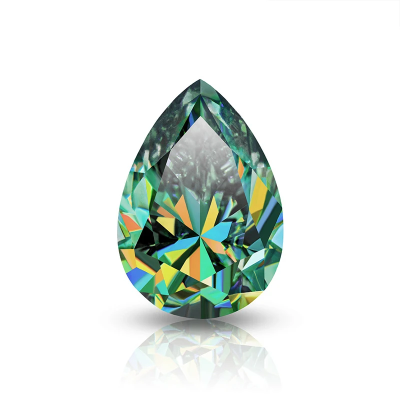 

Драгоценный камень в форме груши, зеленый Муассанит 7x10 мм 2CT, сертифицированный GRA