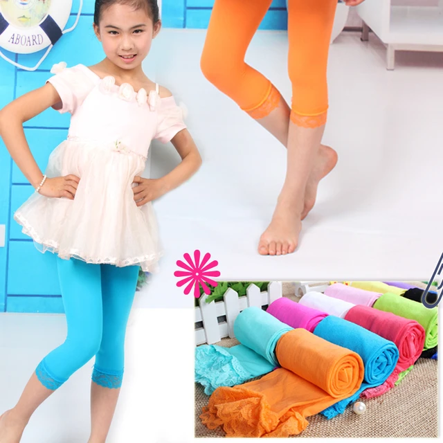 Leggings Kids Girls Calf-length Bow Lace Cotton Trousers Cute