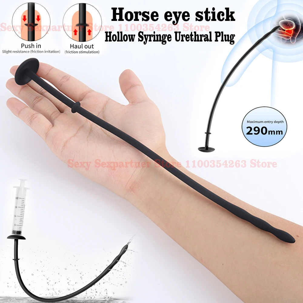 Penis sex toys men hollow with syringe urethral dilator penis plug urethral catheter penis stimulation men masturbation urethrral sound sex toy