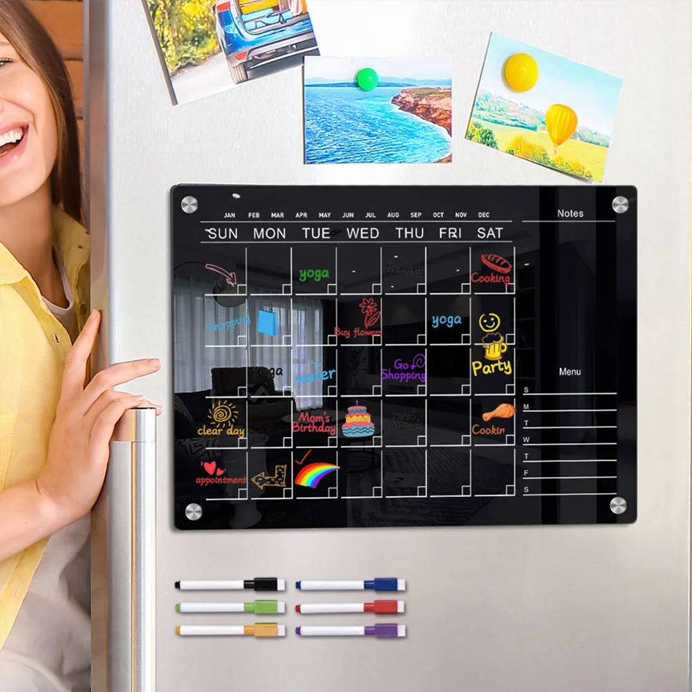 

Reusable Magnetic Acrylic Calendar Fridge Magnet Sticker Planning Boards With 6 Markers For Fridge Refrigerator