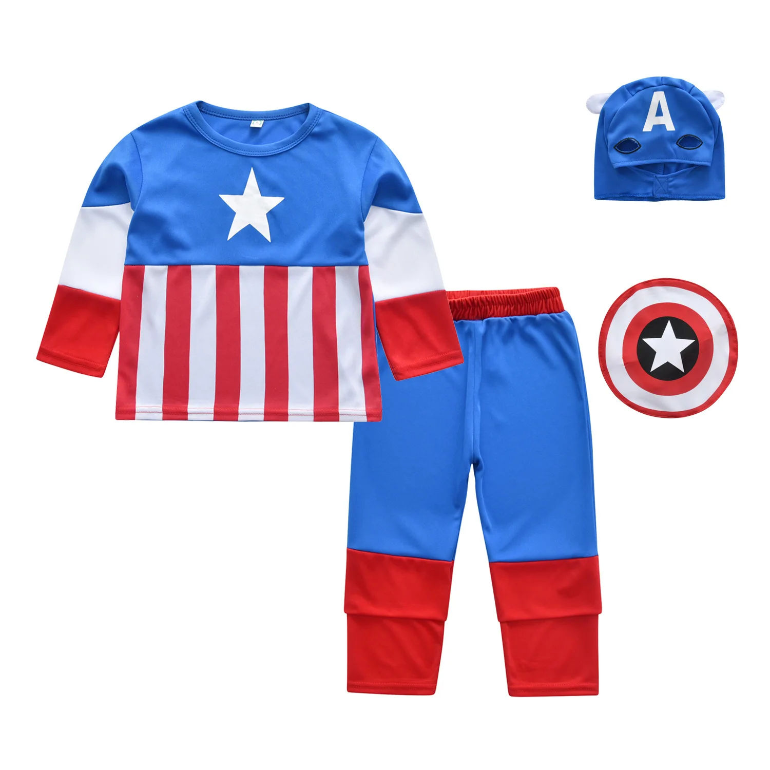 thumbnail image 1 of Disfraz infantil de Marvel cosplay Disfraz de Halloween de manga larga para niños Vengadores Capitán América, 1 of 4