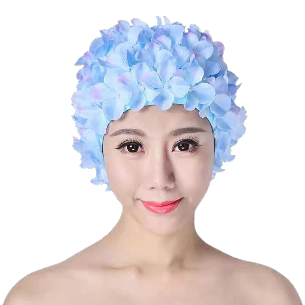 3D Flower Swimming Cap Breathable Bathing Cap Soft Long Hair Water Sports Hat Ear Protection Comfortable Pool Accesories