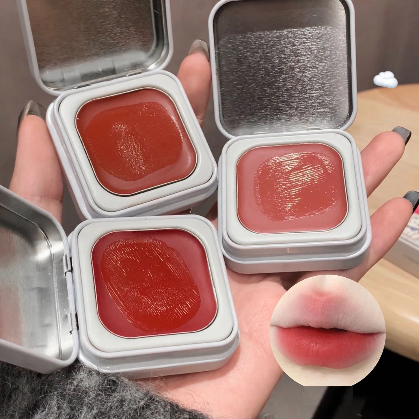 Description Picture 5 of itemMulti-function Blush Cream Natural Cheek Face Rouge Cute Iron Box Blusher Mud High Color Rendering Smooth Brightening Skin Tone
