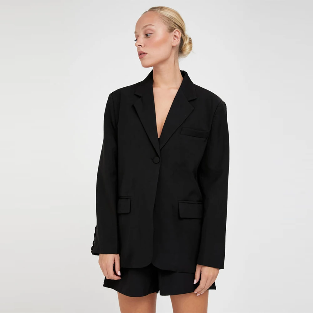 Women Suit Ladies Set High Street Temperament Business Blazer And Short Pant Formal Two-piece Set