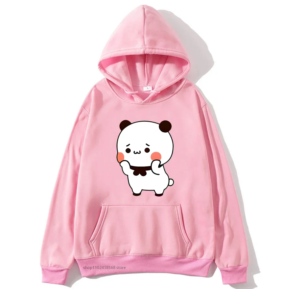 Panda and Brownie Bear Couple Hoodies Cute Kawaii Bubu and Dudu Graphic Sweatshirt Women Men's Clothes Kawaii Casual Korean Styl