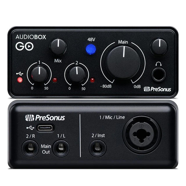 USB Audio Interface for Recording Music, XLR interface with 48V Phantom  Power, TRS balanced with Headphone Amplifier, AudioBox Mic Preamps 48v 2