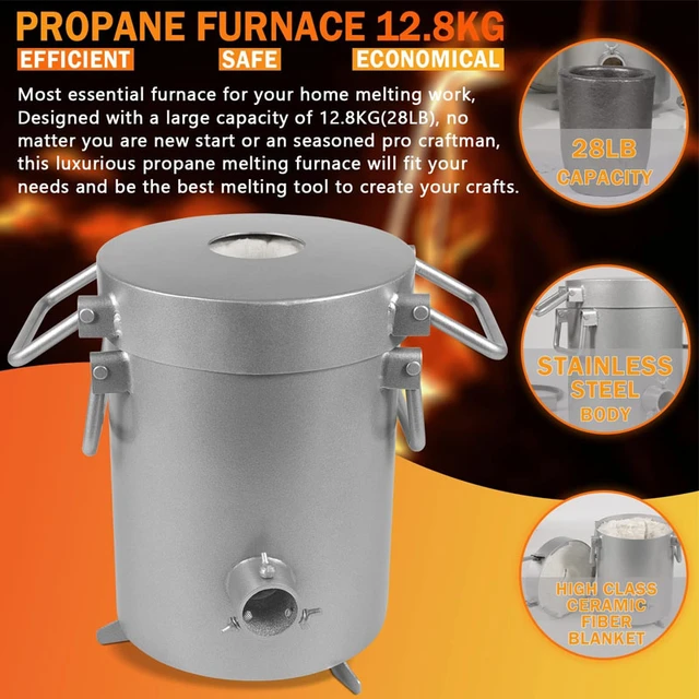 28LB/12.8KG Stainless Steel Gas Propane Melting Furnace Deluxe Kit with  Crucible and Tongs For Melting Gold Silver Copper Brass - AliExpress