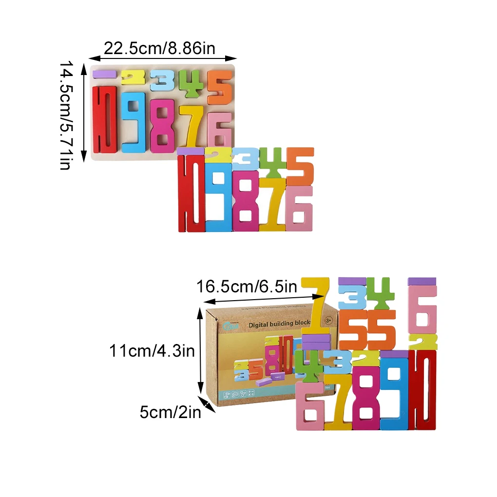 Inspired Wooden Number Blocks Colorful Early Mathematics Learning Toy Wooden Number Blocks Montessori Puzzle Games Stacking Toys