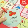 300 Cards Kids English Words Learning Cards English and Chinese Bilingual FlashCard Animals Number Color Shape Educational Toys 2