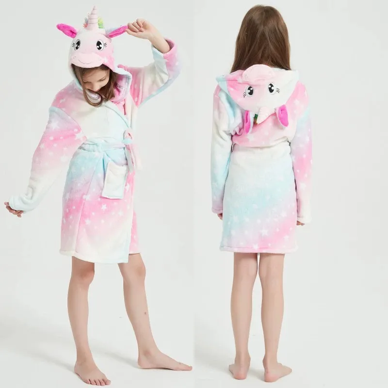 Child Bathrobe Flannel Pajamas For Girls Boys