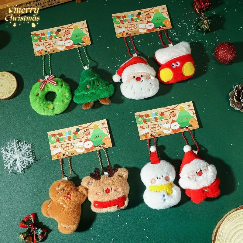 Christmas Decoration Plush Toy Snowman Santa Claus Pendant Gift Keychain Creative and Interesting Pendant Plush Doll Dolls