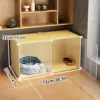 Cat Cage with Free Space, Small with Wheels, Kitten Yellow Cat Cabinet, Cat Villa, Indoor Cat House for Home Use 4