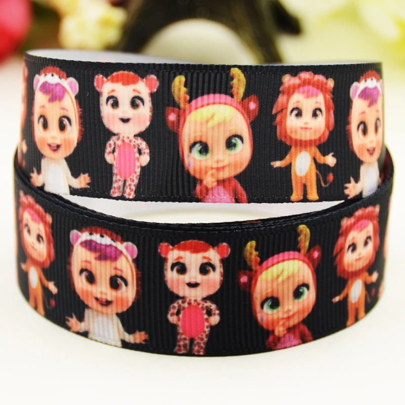 22Mm 25Mm 38Mm 75Mm Bebes Llorones Cartoon Printed Grosgrain Ribbon Decorazione Per Feste 10 Yards X-03539