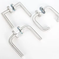 มือจับประตูเหล็กกล้าไร้สนิม 304 มาตรฐานยุโรป แบบท่อกลม มุมฉาก แบบแยกส่วน สำหรับประตูภายในและประตูภายนอก ทนไฟ 1