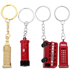 4 Pcs London Keychain Wallets Accessories Souvenirs Holder Ring Man Car Gadgets