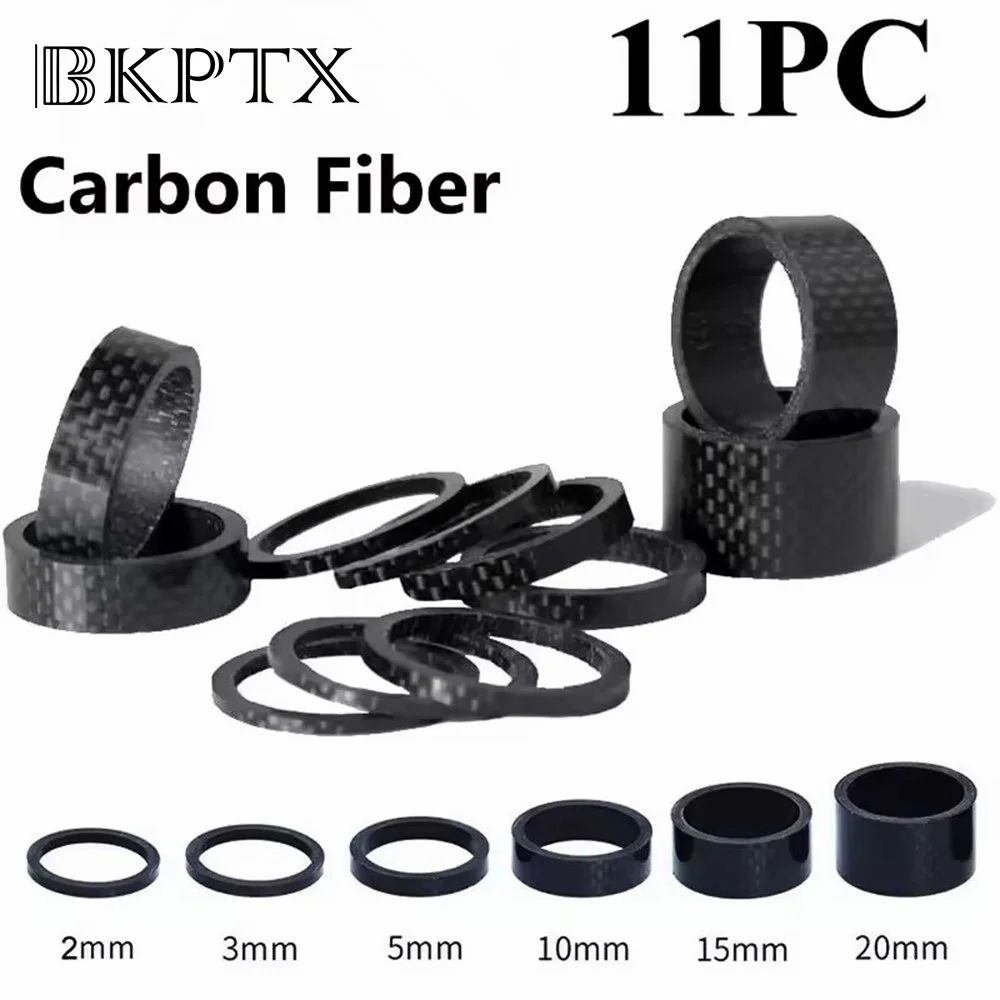 Bicycle Spacer 11PCS Bicycle Carbon Fiber Spacer 2/3/5/10/15/20mm MTB Headset Washer 28.6mm Fork Tube Spacer Mountain Bike Accessories