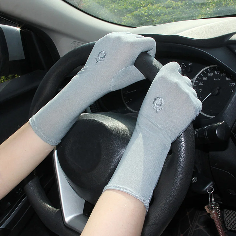

Женские летние Нескользящие перчатки с вышивкой, дышащие устойчивые перчатки для вождения, солнцезащитные перчатки с защитой от УФ-излучения, варежки