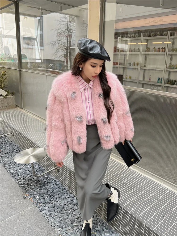 Full Pelt Leather Fox Fur Coat Female Winter Fashion Luxury Young Short Loose Thick Warm Fur Spot Casual Jackets Women's Clothes