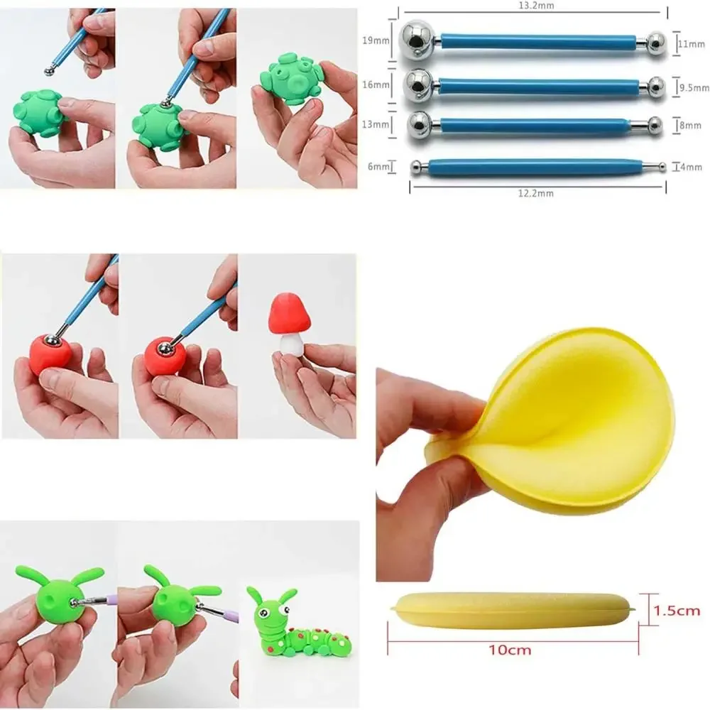 4pcs Sculpture Modeling Tools Clay Tools Dotting Sculpting Modeling ceramics Set Double-Ended Metal Ball Cake Decoration Tool polymer clay tools pottery sculpting tools clay sculpting tools pottery tools clay craft tool mandala dotting tools