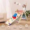 Pikler Triangle Set With Cushion, 5 In 1 Montessori Foldable Climbing Set, Climbing Indoor Playground Set For Toddlers, Wooden C 4