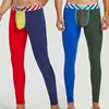 Men Thermal Underwear Fashion Patchwork Color Cotton Long Johns Sexy Bulge Pouch Men Legging Tight Pajama Bottom Sleep Pants 1