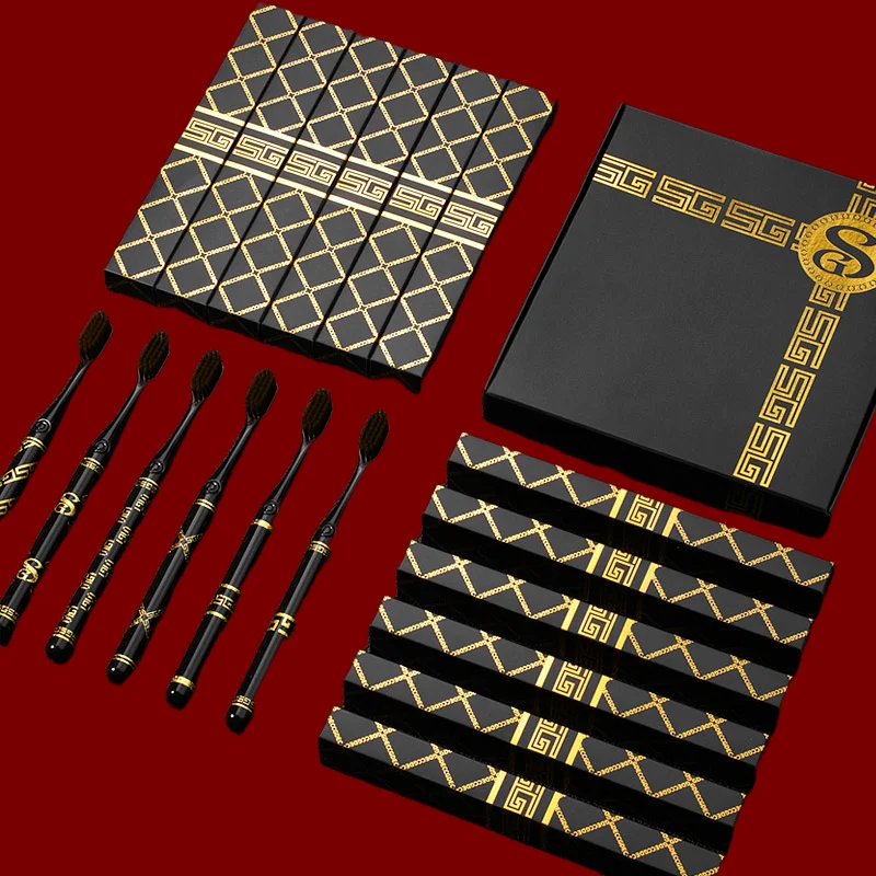 고급 선물용 칫솔, 가정용 흑백; 가벼운 명품 고급 실크 부드러운 모 성인용 손..