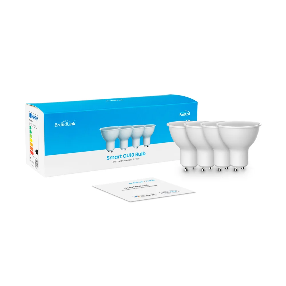 Lampadina Smart Rgb Broadlink Ble Gu10 In Confezione Da 4, Che Cambia Colore Con Sincronizzazione Musicale, Funziona Con L'App Ble