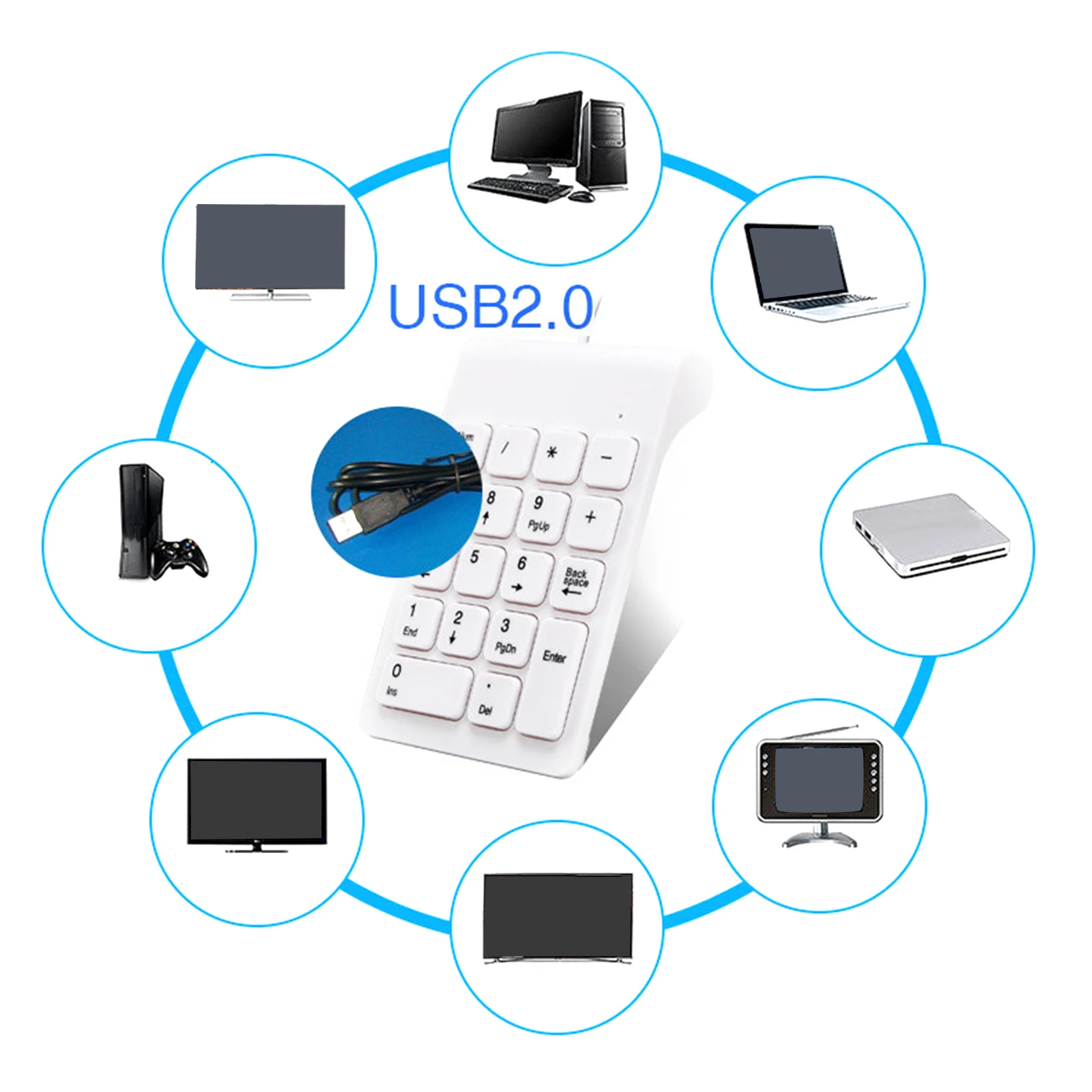 유선 USB 숫자 키패드 18 키 노트북 데스크탑 경량 범용 미끄럼 방지 USB 연결 키보드