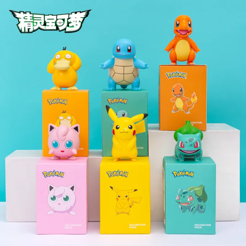 

Kawaii Pokemon Pikachu Charmander Psyduck Squirtle Jigglypuff Bulbasaur Anime Figures Toys Model For Kids Gifts