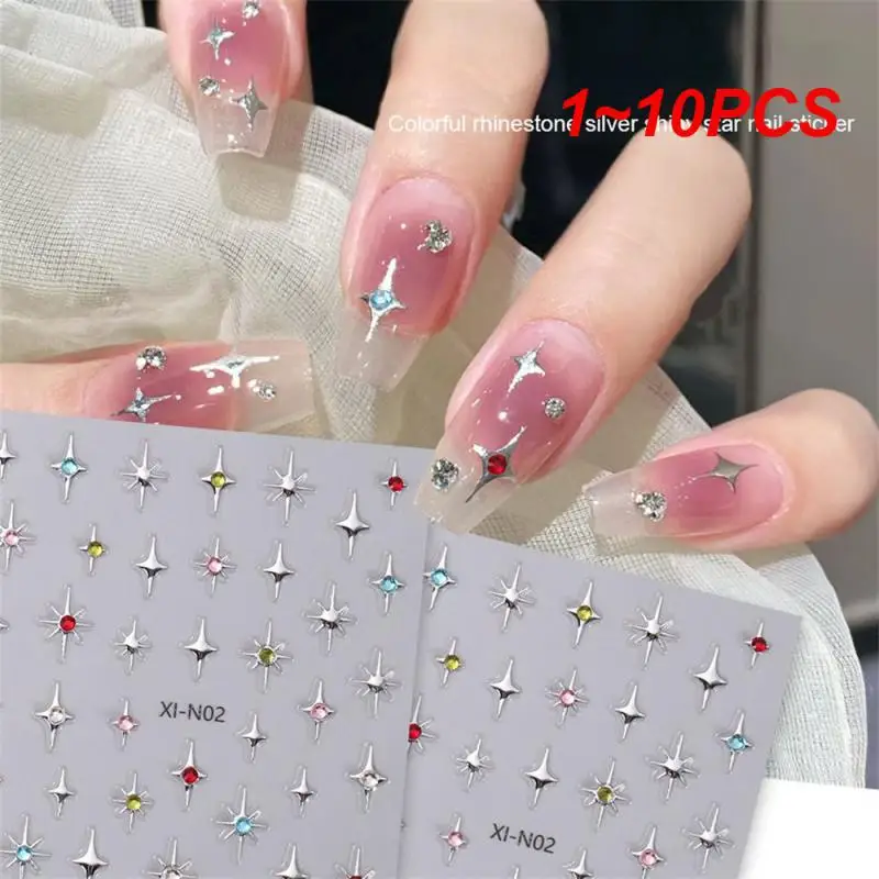 

1~10PCS 3d Nail Art Sticker Long Lasting Shine Hot Girl Fancy Colored Starburst Manicure Nail Art