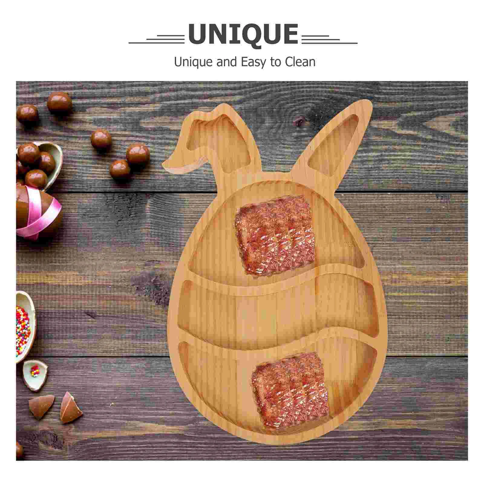 Easter Serving Dishes Rabbit Tray Candy Wooden Bunny Platters Khaki Holiday Charcuterie Board Child 4